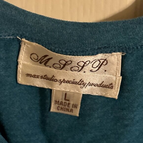 M.S.S.P Max Studio Specialty Products Greenblue Dress Size Large Long Preloved - Picture 7 of 11